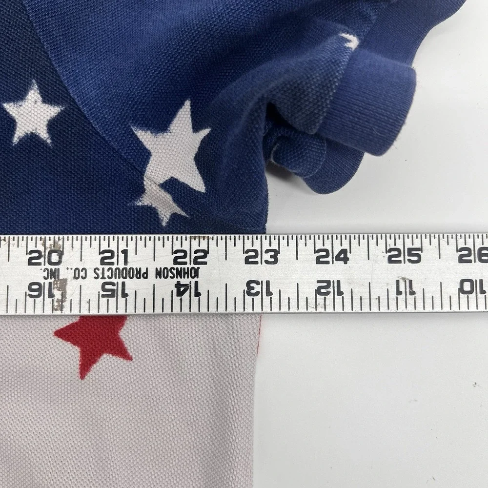 Polo Ralph Lauren Shirt Mens Large Red Blue White USA Americana Star Mesh Polo